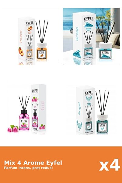 Eyfel Set 4 Mix Eyfel: 1x Angel, 1x Ocean, 1x Piersica, 1x Trandafir