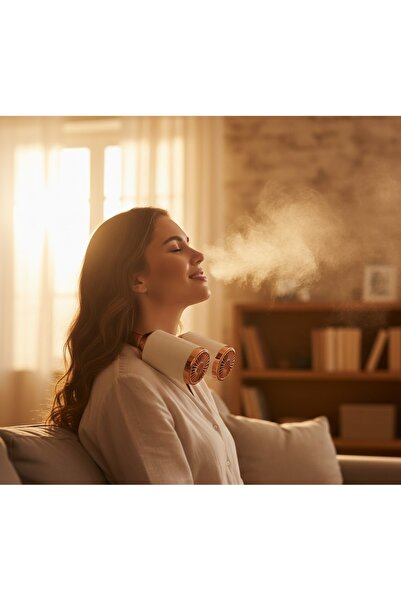 Kuzey Tacı Jet Motoru Tasarımlı Boyun Askılı Vantilatör Detaylı HandsFree Şar...