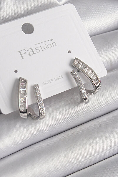 online kapsulavm avm alışveriş Brass Silver Color Zircon Stone Women's Earrings