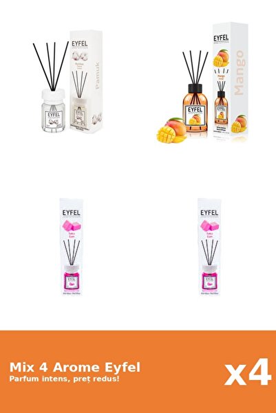 Eyfel Set 4 Mix Eyfel: 2x Bubble Gum, 1x Bumbac, 1x Mango