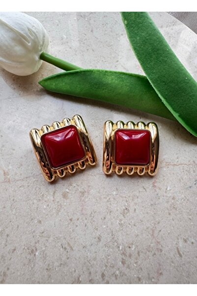 MOD10 Helen Jewerly Burgundy Serrated Plate Square Shape Brand Model Vintage ...