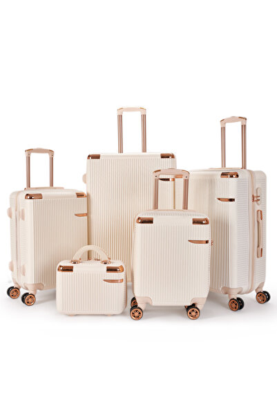 LİMRA 5-piece luggage set in sizes 28-24-20-16-12 inches, beige color