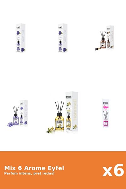 Eyfel Set 6 Mix Eyfel: 1x Bubble Gum, 1x Lavanda, 1x Mana Maicii Domnului, 1x...