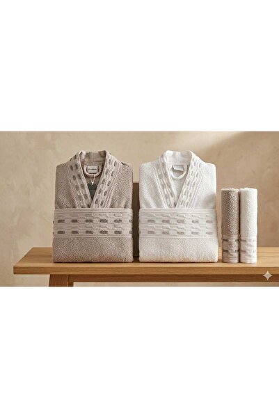 Özdilek Sculpted Beige-White Family Set