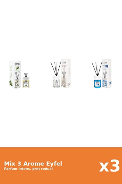 Eyfel Set 3 Mix Eyfel: 1x Bumbac, 1x Cool Water, 1x Lacramioare