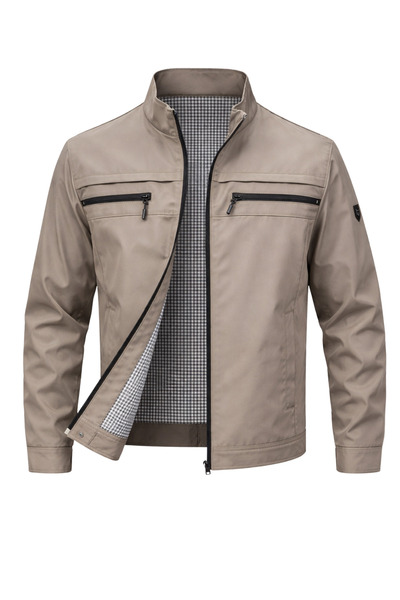 SİVAİST Cream Men's Cotton Polyester Blended Double Chest Zippered Water and ...