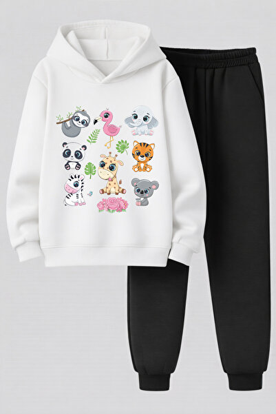 MAGORS Zoo Printed 3-Yarn Quality Sweatshirt and Sweatpants Kids' Top-Bottom Set