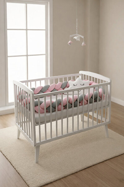 Cozibo Waffle Piqué Mesh Edge Protector for Standard Crib and Park Beds - wit...