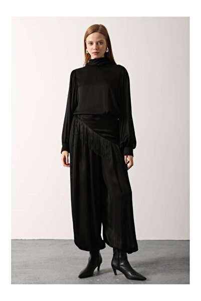 Coral Satin Shalwar Trousers 36631 Black