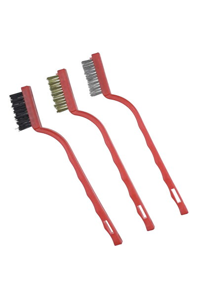 Generic Set of 3 Brushes, 3 Rows, 175mm, Plastic Handle