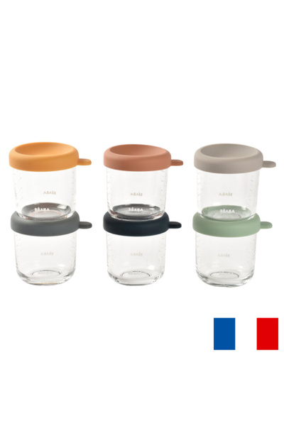 Beaba Set de 6 recipiente din sticlă Sunrise Colormix de 250 ml