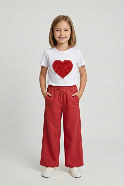 FATELLA Devojčice, majica sa crvenim srcem, crvene široke pantalone, kostim z...