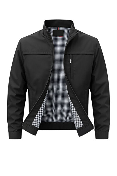 SİVAİST New Season Men's Black Seasonal & Summer Coat with Two Inner Pockets,...