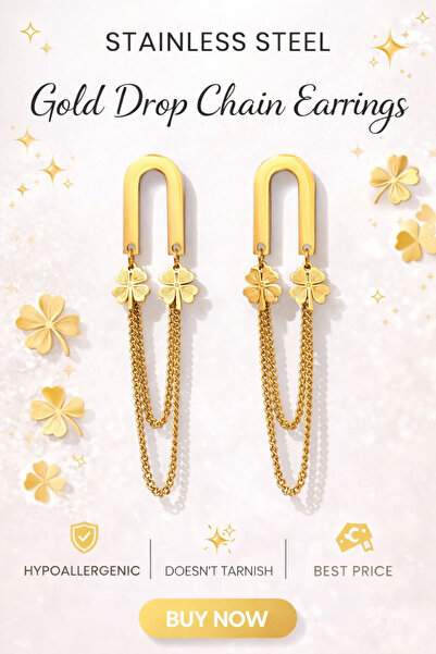 Rojmix أقراط متدلية أنيقة على شكل سلسلة من طراز يونكا