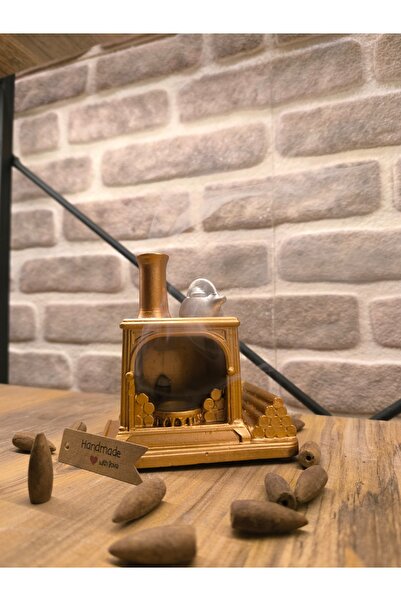 Home El Yapımı Mini Şömine Tütsülük – Taş Tozu Dekoratif Obje – Konik Tütsü U...