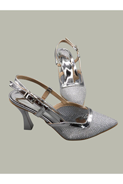 HFKY Women's Open Back Heeled Shoes . Glittery Heeled Shoes (9cm)