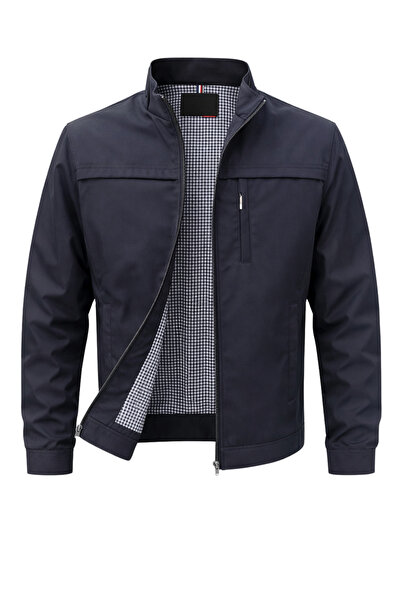 SİVAİST New Season Men's Navy Blue Seasonal & Summer Coat with Two Inner Pock...