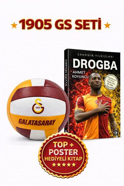 Galatasaray Voleybol Topu ve Drogba Kitap Poster Hediyeli Set