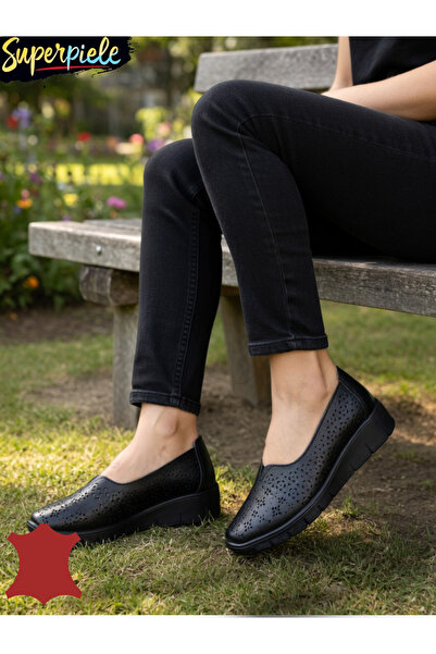 ANGEL BLUE Ballet Flats MADE OF GENUINE Leather WITH SMALL PERFORATIONS Decor...