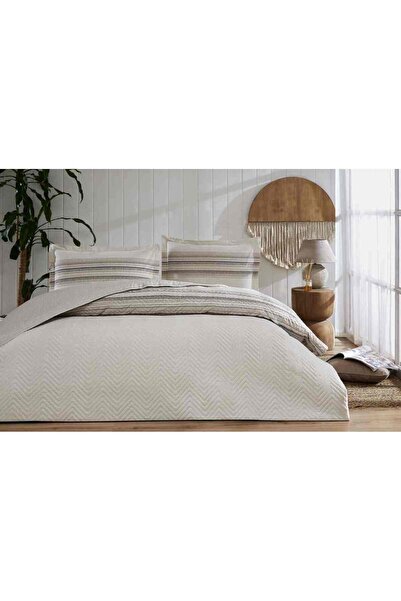 Özdilek Quilted Li Duvet Cover Set Ranforce Double Beige Sewing Machine