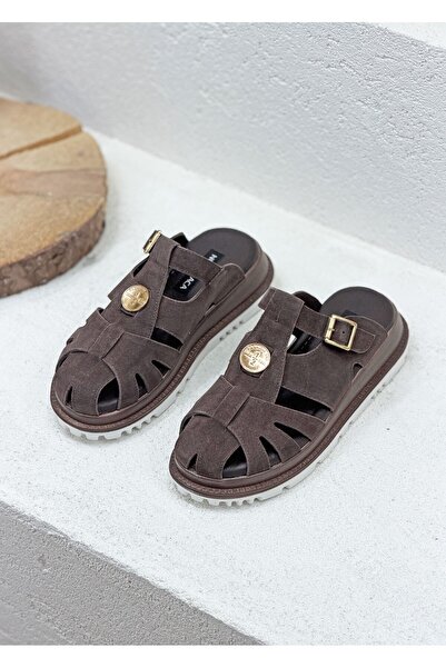 NUR KARACA 26Y-201-7006 Genuine 4cm Thick Sole with Metal Detail on the Front...