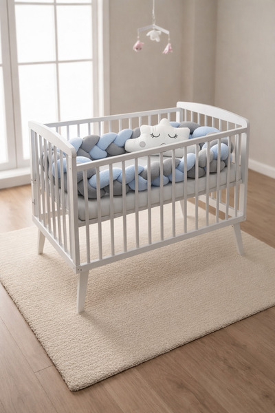 Cozibo Waffle Piqué Mesh Edge Protector for Standard Crib and Park Beds - wit...