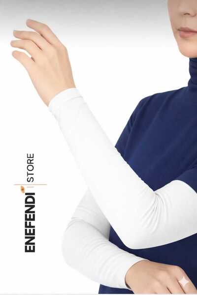 NF ND ENEFENDİ Λευκά χτενισμένα βαμβακερά μανίκια προσευχής - 1 ζευγάρι υψηλή...