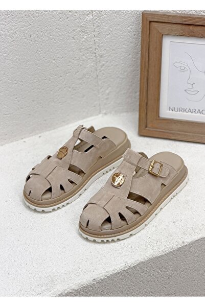NUR KARACA 26Y-201-7006 Genuine 4cm Thick Sole with Metal Detail on the Front...