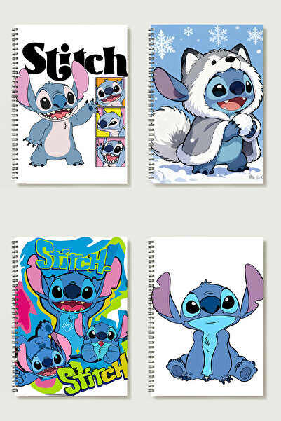 BLACKONECLASS STİTCH TEMALI 4'LÜ SET A5 Metal Spiralli Çizgisiz kalın bristol...