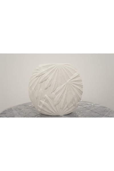 Generic ELEGANT LEAF DESIGNED CERAMIC WHITE VASE