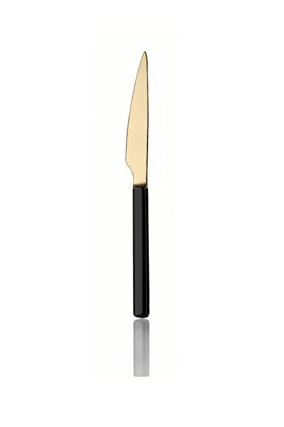 Jenisa 6'lı Gold Paslanmaz Çelik Yemek Bıçağı – Siyah Saplı Sofra Bıçağı