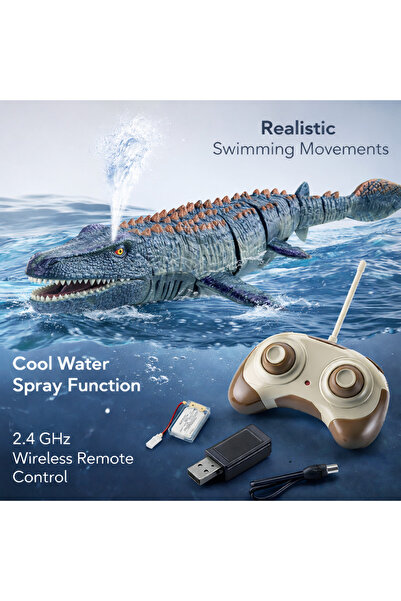 LEAN Mosasaurus RC Dinosaur with remote control and water spray 6 years+