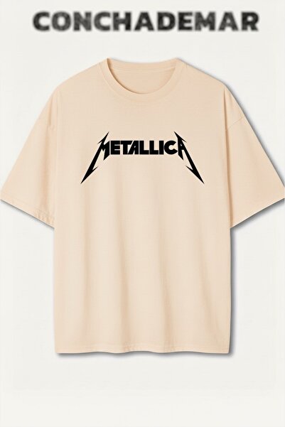 Vordevia تي شيرت ميتاليكا مطبوع بريميوم كبير الحجم مكون من قطن قطع