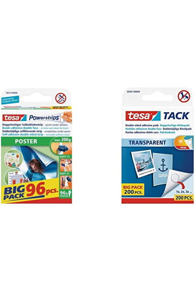 Tesa Powerstrips Poster Big Pack, adeziv (alb, 96 bucăți)