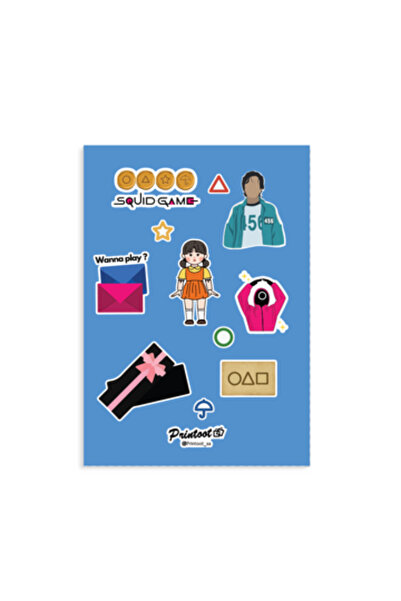 Printoot مجموعة ملصقات زخرفية مستوحاة من لعبة الحبار، تضم شخصيات ورموز اللعبة...