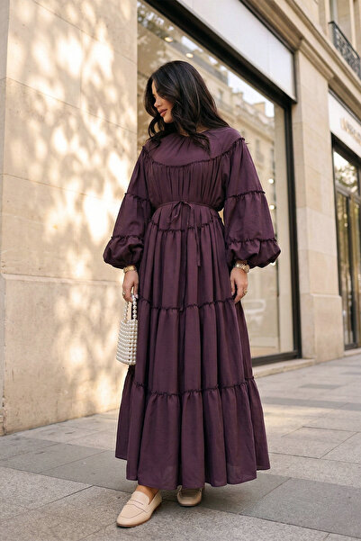 MODAQU Kat Kat Lined Long Dress - Burgundy