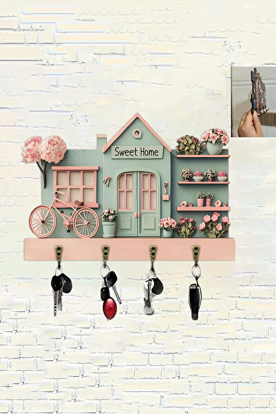 kutuTR Dekoratif 3D Tasarım Ahşap Anahtarlık Askılığı – 28x18 cm Duvar Askısı