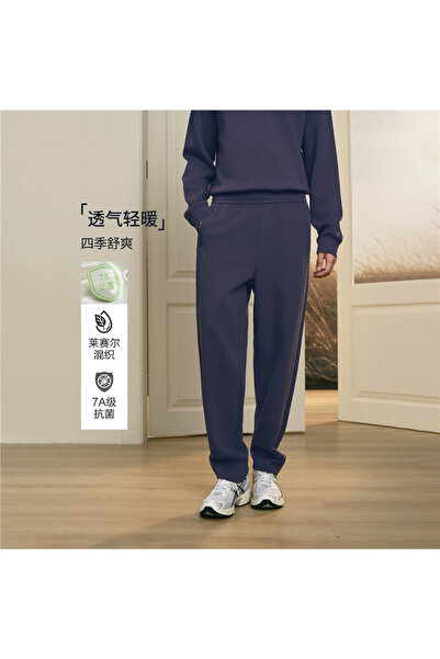 Giordano بنطال قماش إنترلوك رجالي بقصة عادية مع خصر مطاطي