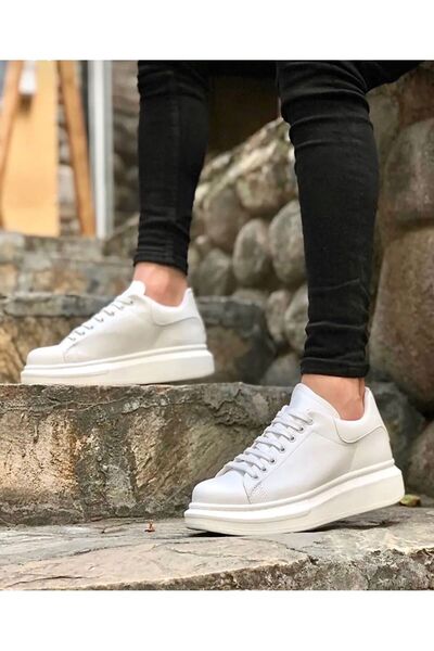 By Oxford Pantofi sport cu talpă înaltă și cusături piele pentru bărbați snea...