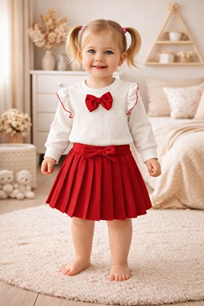 tinitins Ribbon Detailed Baby Girl Dress Set 2 Pieces