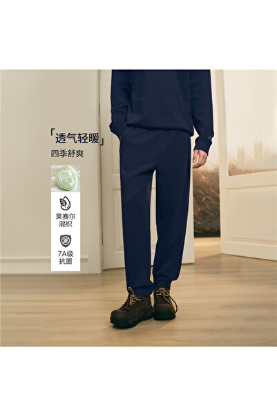 Giordano بنطال قماش إنترلوك رجالي بقصة عادية مع خصر مطاطي