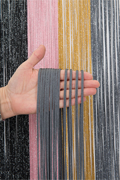 ELDA EV TEKSTİLİ Antrasit Gri Jumbo Zincir Serisi İp Perde Kornişe Hazır Kesi...