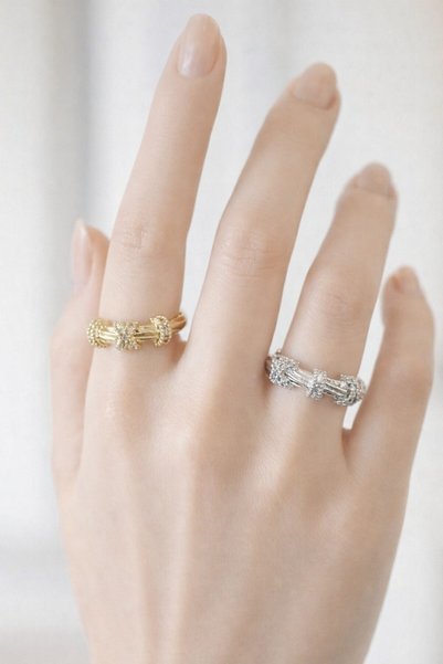 Karşıyaka Bijuteri Adjustable Steel Ring with Zircon Stone