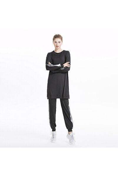 Athxora Women's Modest Black Training Yoga&Sports Tracksuit Set