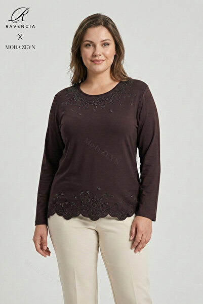 Ravencia Women's Yıldız Patterned Collar and Skirt Stone Embroidered Y Slit L...