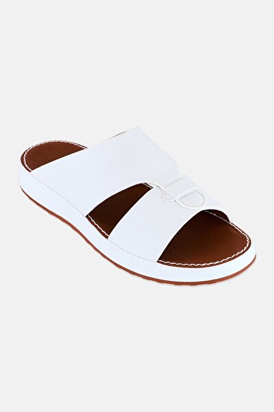 London Fog Men Slip On Arabic Sandals, White