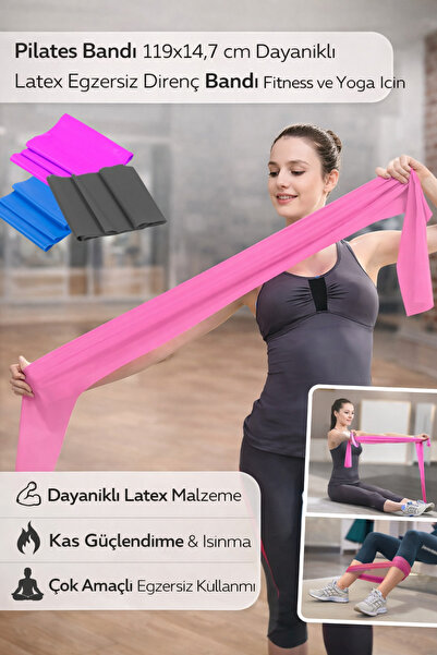 Hane Dostu Pilates Bandı 119x14,7 cm Dayanıklı Latex Egzersiz Direnç Bandı Fi...