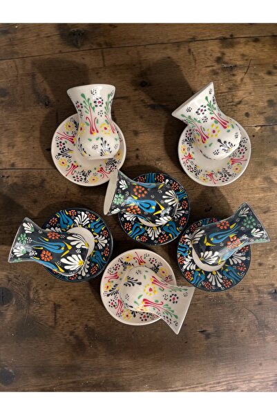 Artistic Quality Decorative 6-Person Fully Handmade Tea Cup Set with Stylish ...