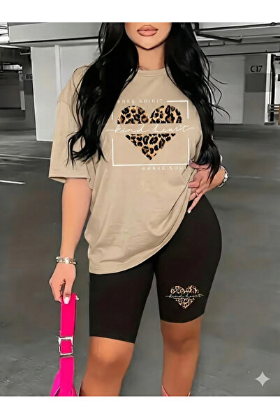 WOODROFFE Women's Free Spirit Printed Oversized T-Shirt Leggings Set Loose Co...