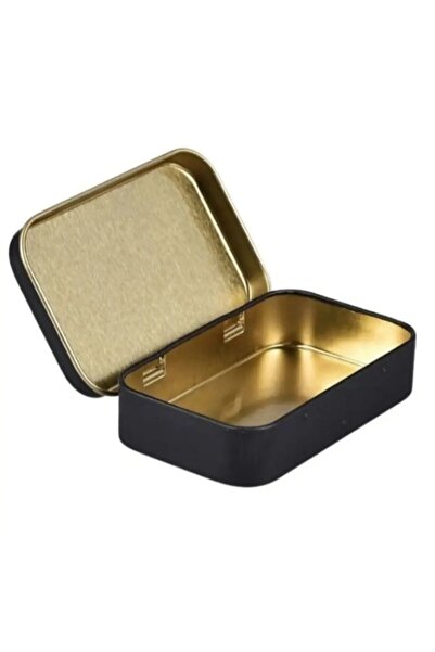 vanilkie Siyah Renk Metal Mini Kutu Saklama Kutusu Yuvarlak Ayna Hediyeli